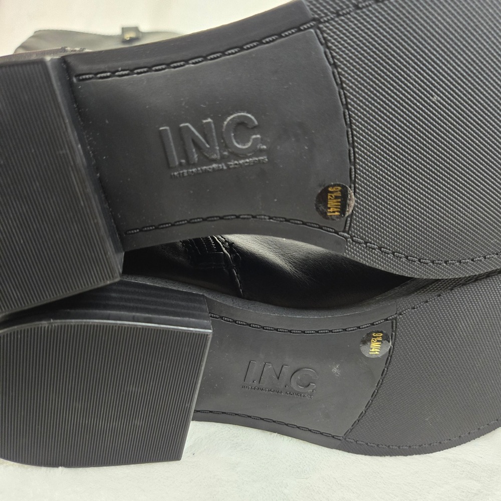 INC International Concepts Fawne Black Leather Tall Riding Boots Womens 9.5M - Picture 11 of 13